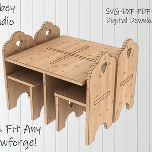 kid mini table chair set svg Glowforge cut file Study Desk Children, for Kid Chair Svg, , plywood furniture,Glowforge Svg Plan 316