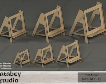 Laser Cut Easel Displays / Frame and Phone Stand Set / Simple Pic Frame Holders SVG CDR DXF Ai 556