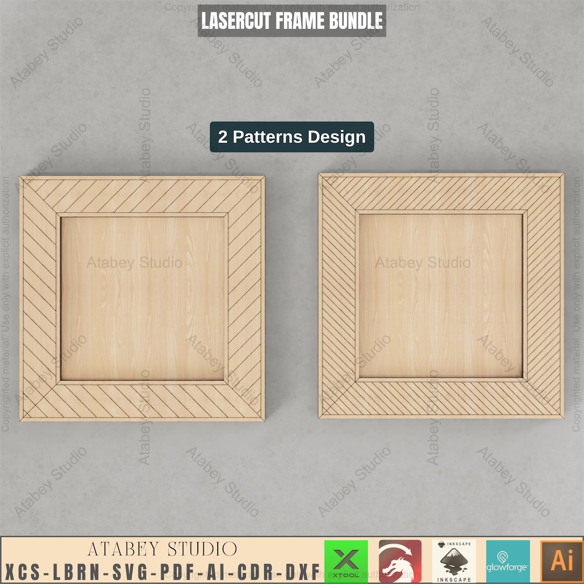 Photo Frame Cut File Laser Cut Frame Bundle 9 Sizes & 2 Patterns DIY Picture Frame Templates ...