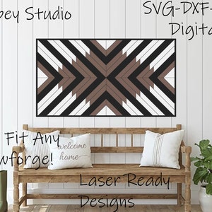 Barn Quilt SVG Archivos cortados con láser para proyectos Glowforge con diseño inspirado en la decoración del suroeste incluye mini archivo de edredón 131