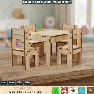 Mini Tisch Stuhl Set - Kindermöbel - Kinderspielzeug - Puppenhaus SVG 332