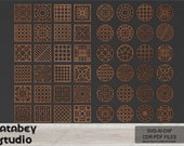 48 Geometric Patterns Laser Cut File Bundle, Modern Wall Art Panel SVG, Coaster and Jewelry Designs for Glowforge & Xtool 633