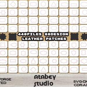 Lederen patch bundel SVG, lederen patch sjabloon, hoed patches SVG, patch vorm met steken SVG, lederen patch png, lasergesneden DXF-bestanden 491