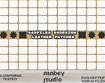 Leder Patch Bundle svg, Lederpatch Template, Hutpatches svg, Patch Form mit Stichen svg, Lederpatch png, Laser Cut Dxf Dateien 491