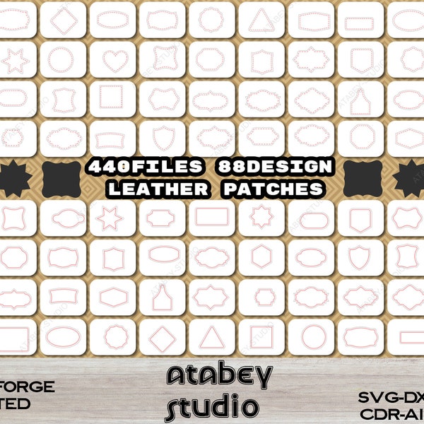 Leather Patch Bundle Svg, Leather Patch Template, Hat patches svg, Patch Shape with stitches svg, Leather Patch png, Laser Cut Dxf Files 491