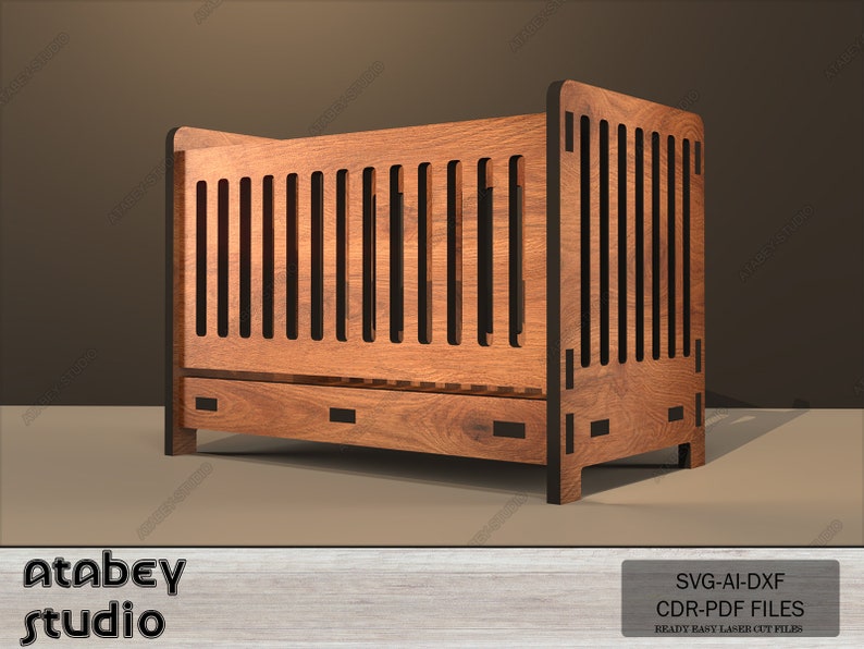 Laser Cut Dollhouse Bed Files Miniature Wood Cradle Plan Nursery Decor ...