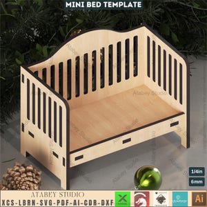 Baby Rocker Crib Design Files - Shop Organizer and Doll Cradle - Ready for Glowforge, Xtool, Laser Cutting Templates 310