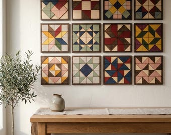 Geometric Barn Quilt Patterns - Laser Cut Quilt Blocks with Frames for DIY Projects