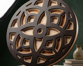 Layered Round Wall Art Laser Cut Files Geometric Plywood Decor 3D Mandala Sign