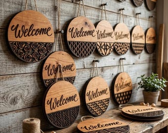 32 Laser Cut Welcome Sign Bundle Floral & Pattern Door Hanger Designs Digital Download 673