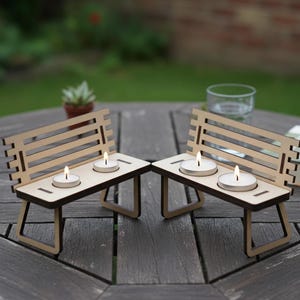 Laser Cut Bench Teelichthalter SVG, Holz Kerzenhalter Vorlage, Herbst Dekor Glowforge Dateien, Herbst Wohnkultur DIY Geschenk 562