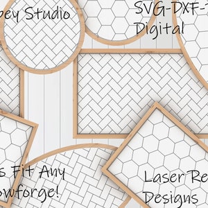 Patterns for Glowforge svg Herringbone Subway Tile Hexagon and Diamond Pattern laser cut files 155