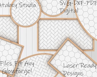 Modèles pour Glowforge svg Herringbone Subway Tile Hexagon et Diamond Pattern fichiers découpés au laser 155