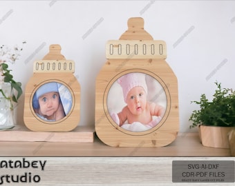 Baby Nursery Bottle Photo Frame / Personalise Birth Details / Baby Keepsake frames 292
