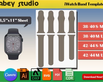 Custom Apple Watch Band Strap Template for Laser Cutting – Digital Files in SVG, DXF, Formats, DIY Craft 526