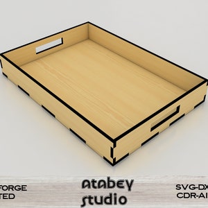 Platte houten dienblad lasergesneden SVG-bestanden, Glowforge digitale download 410
