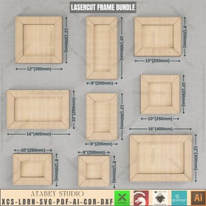 Laser Cut Frame Bundle 9 Sizes & 2 Patterns DIY Picture Frame Templates  Digital File,DIY Wood Frame Templates Bundle,Photo Display Files937