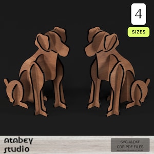 3D-puzzel houten zittende honden - schattig huisdiermodel in meerdere maten - 4 maten charmant acryl huisdierontwerp 792