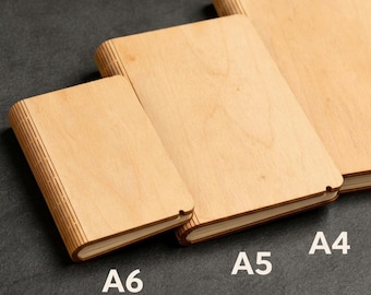 Wooden Book Cover Template Living Hinge Notebook Design A4, A5, A6 Plywood Journal Cover