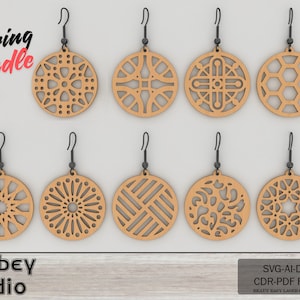 Wooden and Acrylic Earring Set - Perfect DIY Jewelry Making Templates for Laser Cutting 757