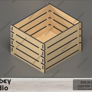 Multiple Size Crate Boxes Wooden Crates Laser Cut Files DIY Fruit Box Set Toy Tools Storage Svg Dxf Cdr Ai 567 zdjęcie 2