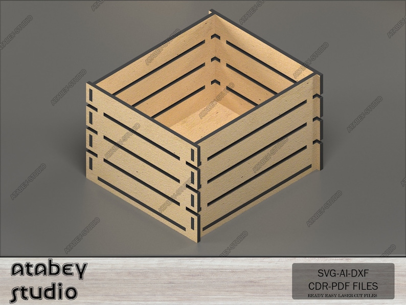 Multiple Size Crate Boxes Wooden Crates Laser Cut Files DIY Fruit Box Set Toy Tools Storage Svg Dxf Cdr Ai 567 zdjęcie 2