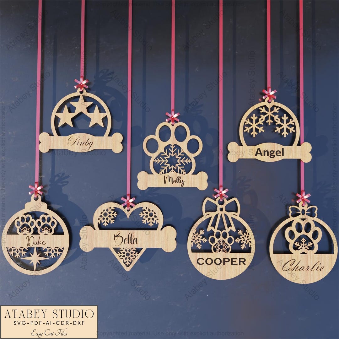 Custom Dog or Cat Ornament Unique Wooden Pet Christmas Decor for Laser ...