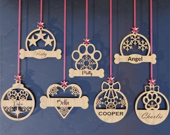 Benutzerdefinierte Hund oder Katze Ornament | Einzigartiges hölzernes Haustier-Weihnachtsdekor für Lasercut 925