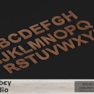 Alfabeto de madera personalizable - Planos de corte de letras mayúsculas y minúsculas para máquinas de corte láser 723