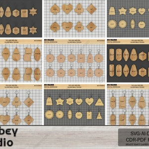 DIY Wooden Keychain Set - Complete Keychains Bundle - Key chain Outlines - Keyring for Laser Cutting Projects 625