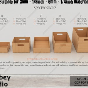 DIY stapelbare Aufbewahrungsboxen - Laser Cut Box Bundle für Zuhause und im Büro Organisation 646