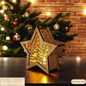 Elegante kerststerlamp – lasergesneden kandelaar en nachtlampje 906