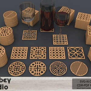 40 Geometric Drink Coasters - Perfect Laser Cut Patterns for Home and ...