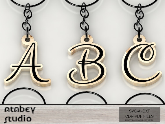 Alphabet Keychain, Necklaces, Jewelry Laser Cut Files, Initial Letters for Crafters, Personalized DIY Wood Gift Idea 711