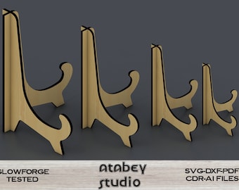 Dish Frame Plate Holder , Easel SVG files , Plate display stand Plywood , Book photo stand laser cut cnc file 413
