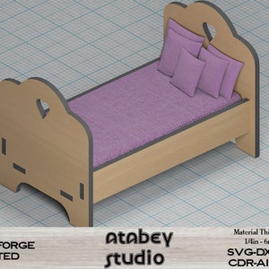 File di progettazione letto per bambini per taglio laser / disegni di lettino mini giocattolo / download istantaneo modelli SVG CDR Ai DXF 488