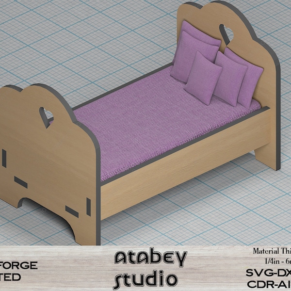 Kinderbett Designdateien für Laserschneiden / Spielzeug Mini Babybett Designs / Sofortiger Download Vorlagen SVG CDR Ai DXF 488