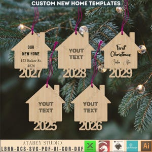 First Home Ornament SVG Template: Laser Cut Realtor Gift 2025-2029 Digital Download