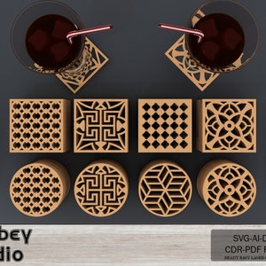 40 Geometric Drink Coasters - Perfect Laser Cut Patterns for Home and ...