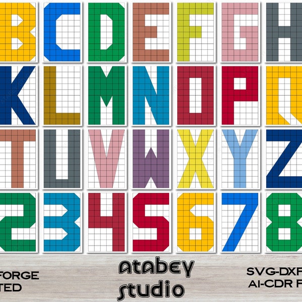 Alphabet and Numbers Quilt Pattern / 26 Letters Quilt Blocks / 0 to 9 Patchwork Svg Dxf Ai Pdf Cdr 498