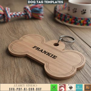 Gepersonaliseerde houten hondenbottags - Aangepaste huisdier-ID-labels voor lasersnijmachines 718