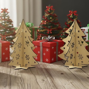 Laser Cut 3D Christmas Tree | Festive Standing Holiday & New Year Decor,Standing Christmas Tree Laser Cut File Easy 3D Festive Decoration712