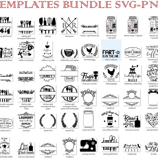 125 pcs home svg baking template kitchen bundle dxf,svg,eps,pdf,png format 53