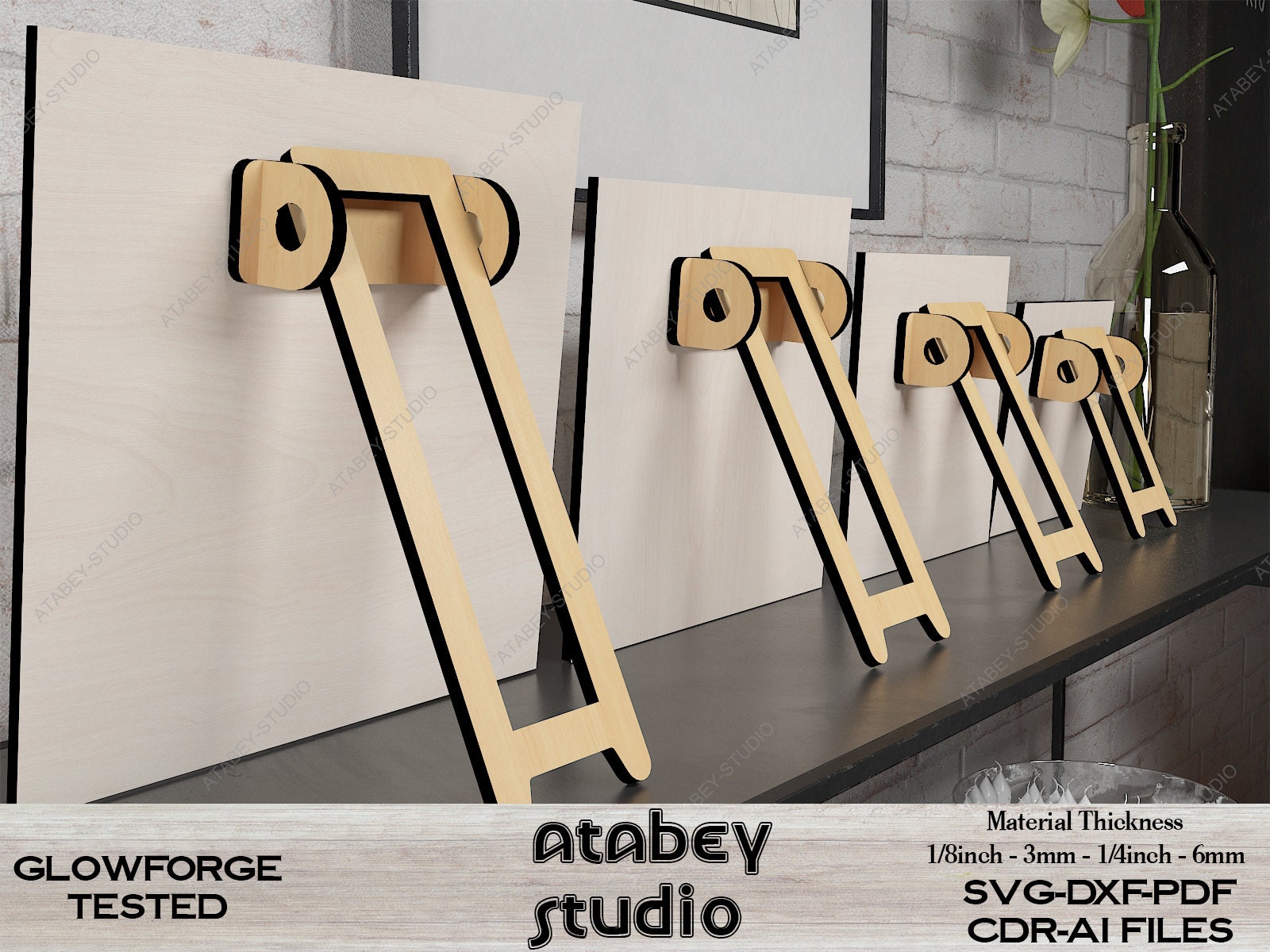 Folding Legs For Picture Frame / Photo Frame Holder / Wood Easel Stand Back Cutting Plans / SVG, DXF, CDR Download 475