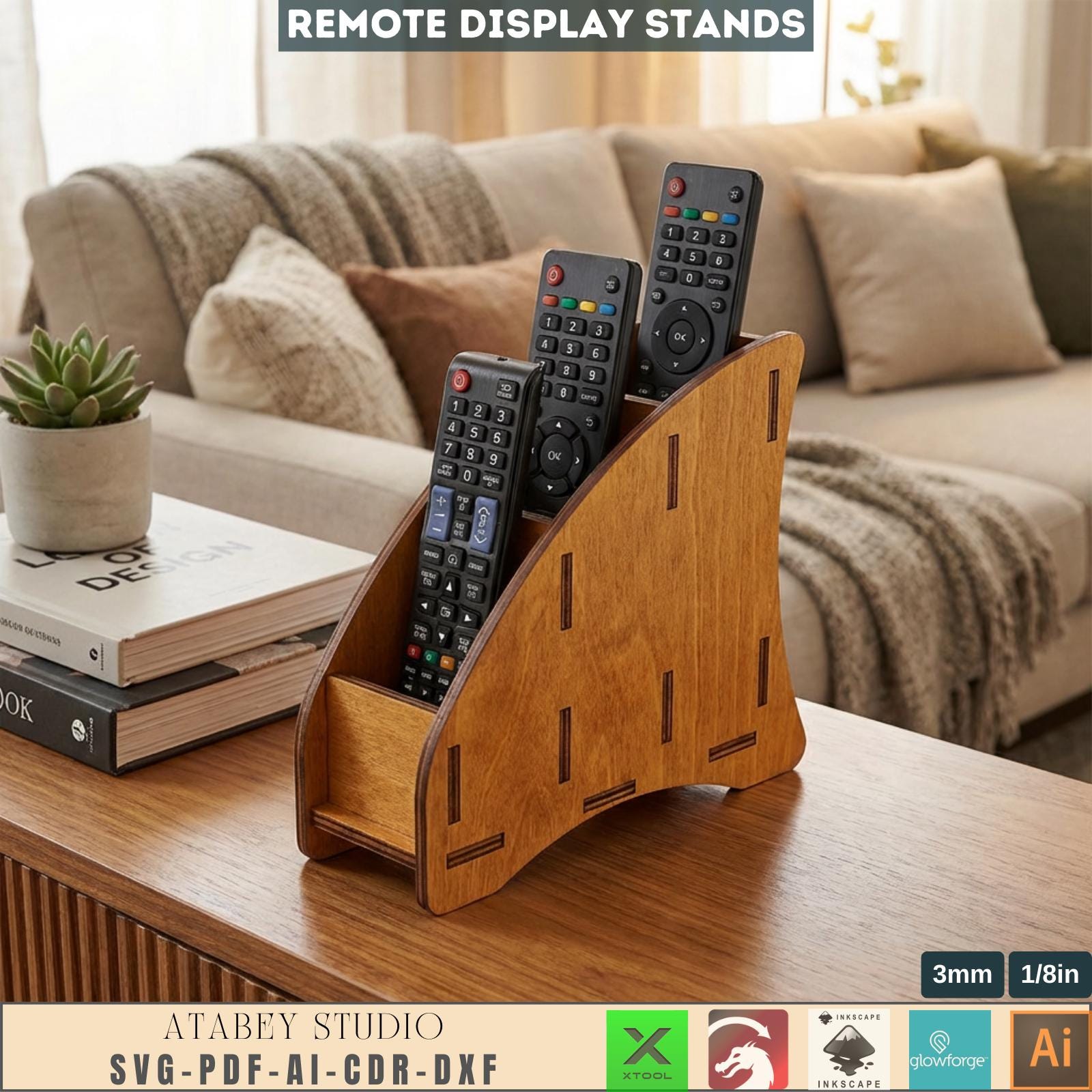 Remote Control Holder Laser Cut Template Wall Mount Remote Stand ...