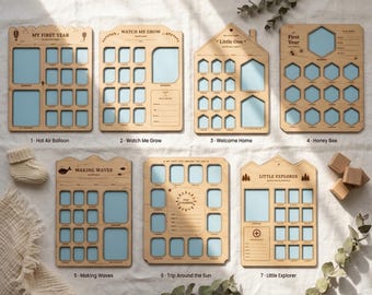 Baby First Year Photo Frame Bundle, 7 Milestone Picture Frame Lasercut Files Nursery Decor 1030