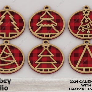 Adornos navideños festivos con láser: plantillas para decorar el árbol de Navidad y bolas de Año Nuevo para manualidades DIY 099