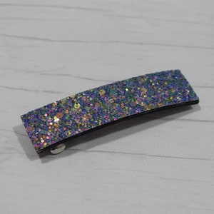 Rainbow Sparkle Hair Barrette: Faux Leather Crystal Clip