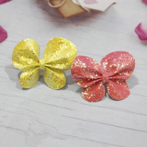 Cute butterfly hair tie for girls  Bright sparkly color 3d butterfly hair accessories for girls Summer Easter hair ties