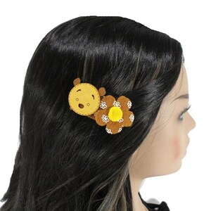 Cute and soft Bear and flower snap hair clip for girls / Kawaii cartoon bear floral hair accessories for little girl